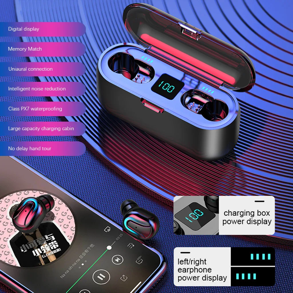 TWS Bluetooth наушники с микрофоном светодиодный дисплей беспроводные Bluetooth наушники шумоподавления гарнитуры 19Oct25