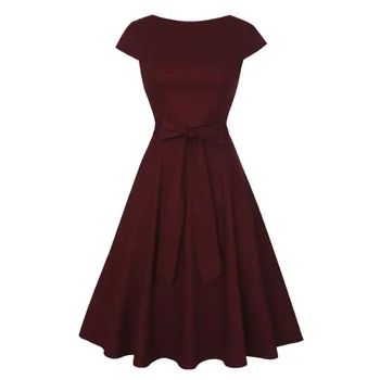 

50s Vintage Party Dress Plus Size Women Clothes High Waist Tunic Retro Casual Pinup Rockabilly Swing Dresses Vestidos Robe Femme