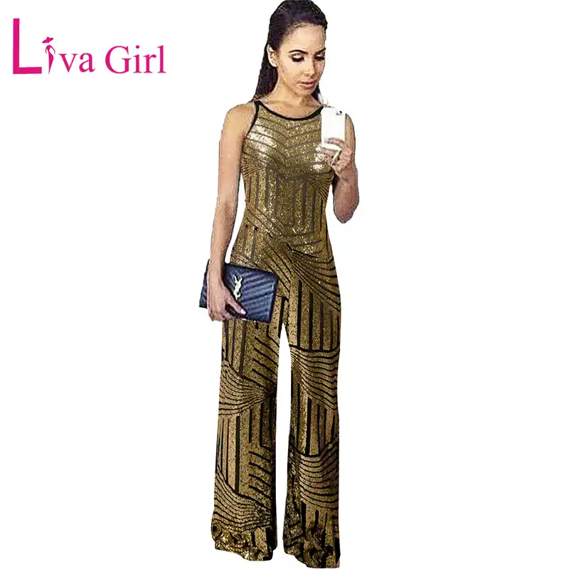 black and gold womens jumpsuit