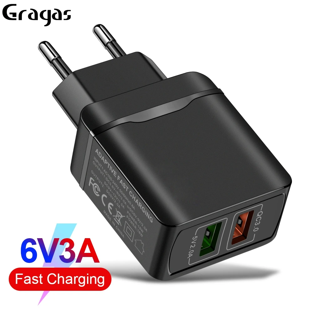 

Gragas 18W Quick Charge 3.0 USB Charger For iPhone 11 X 8 7 QC 3.0 Phone/Fast Charger For Samsung S10 Xiaomi Huawei USB Adapter
