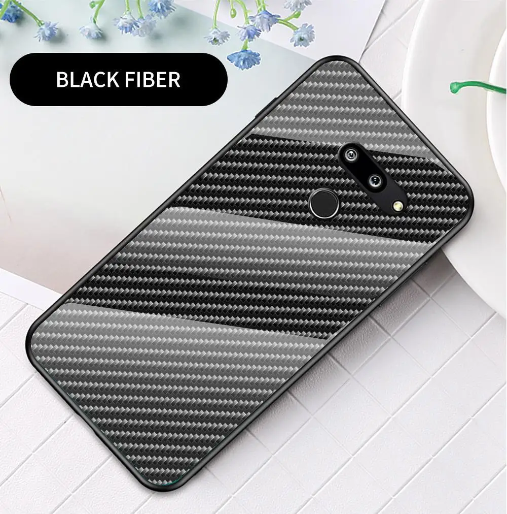 Красочное углеродное волокно чехол с узором для LG G8 ThinQ закаленное витражное стекло чехол для LG G5 G6 G7 G8 ThinQ противоударный защитный