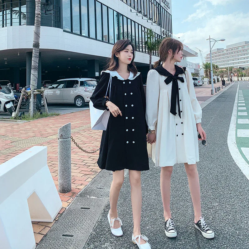 

Dress Women's Korean-style Students GIRL'S 2020 New Style Autumn Slimming Belly Covering by Age Elegant Sweet Large Size Peter P