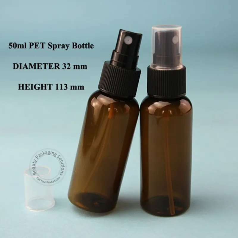 50pcs/Lot Empty 50ml Plastic Spray Bottle Amber 5/3oz Perfume with Atomizer Cosmetic Container Refillable | Красота и здоровье