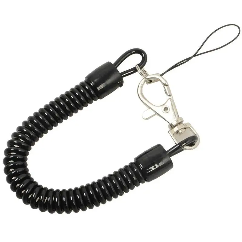 

Outdoor Mountaineering Camping Elastic Rope Anti-lost keychain Black Metal Keychain Telescopic Anti-theft Anti-lost Buckle