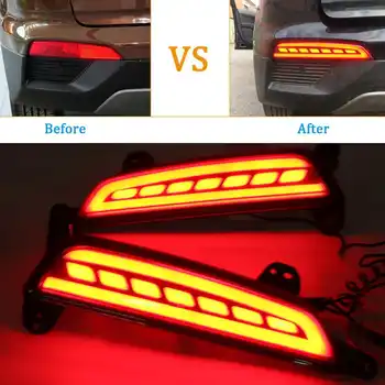 

Car Led Rear Bumper Reflector Light for hyundai creta ix25 2015 2016 2017 Car Lip Brake And Driving Lamp 2Funciton Accessories