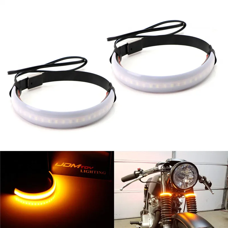 Универсальный супер яркий Янтарный светодиодный светильник с вилкой и поворотным сигналом, s-полоска для мотоцикла, светодиодный Поворотный Светильник с кольцом, гибкий