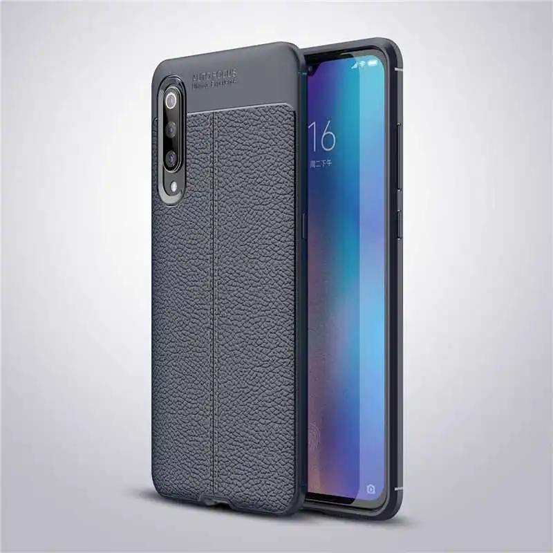 Противоударный мягкий чехол Mokoe mi Lichee с узором 6,3" для Xiaomi mi 9, чехол для Xiaomi mi 9 SE, чехол для телефона - Цвет: Navy Blue