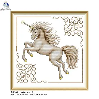 

Unicorn 3 Animal Paintings Cross-stitch Embroidery Home Decor Counted Printed On Canvas DMC 11CT 14CT Chinese Cross Stitch kits