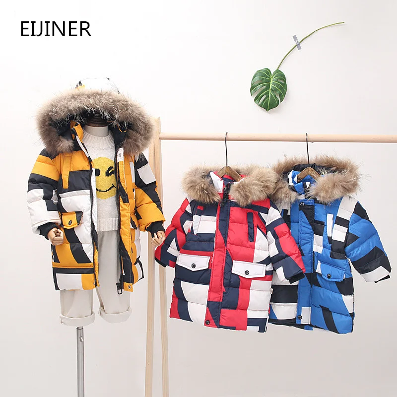 

White Duck Down Boys Coats Winter Jacket Camouflage Kids Down Coat Waterproof Snowsuit Jacket Hooded Parka Long Girls Down Coats