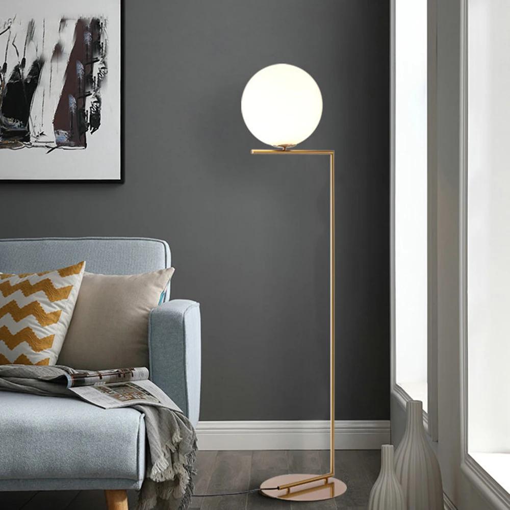 Nordic Design Postmodern Gold White Metal Led Tall Floor Lamp