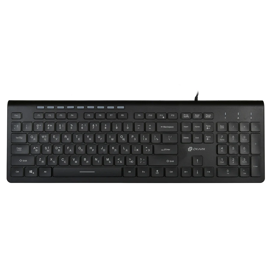 Клавиатура Oklick 490ML черный USB slim Multimedia LED