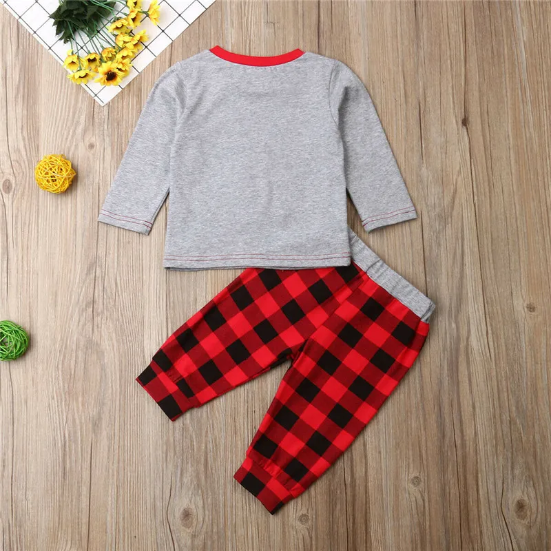 Fashion Kids Baby Boy Girls Christmas Clothes Letter Print Long Sleeve Romper Pants Hat New Year Warm Custume Outfit Sets