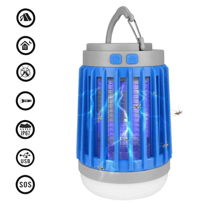 3 в 1, фонарь для кемпинга, Zapper, фонарик, портативный, IPX6, водонепроницаемый, от комаров, убийца, светодиодный фонарь с аккумулятором 1800 мАч