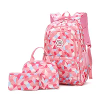 Hot Girl Geometric Printed Primary Junior High School Bag Waterproof Large Backpack Kids Bookbag Set Student Satchel Mochila 1