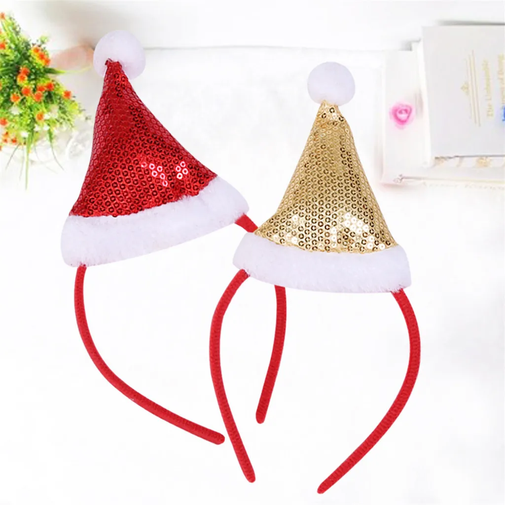 Рождественский ободок с блестками для женщин, Рождественская шапка в форме тиара на голову, рождественские вечерние украшения для взрослых, повязка на голову Diadema Navidad