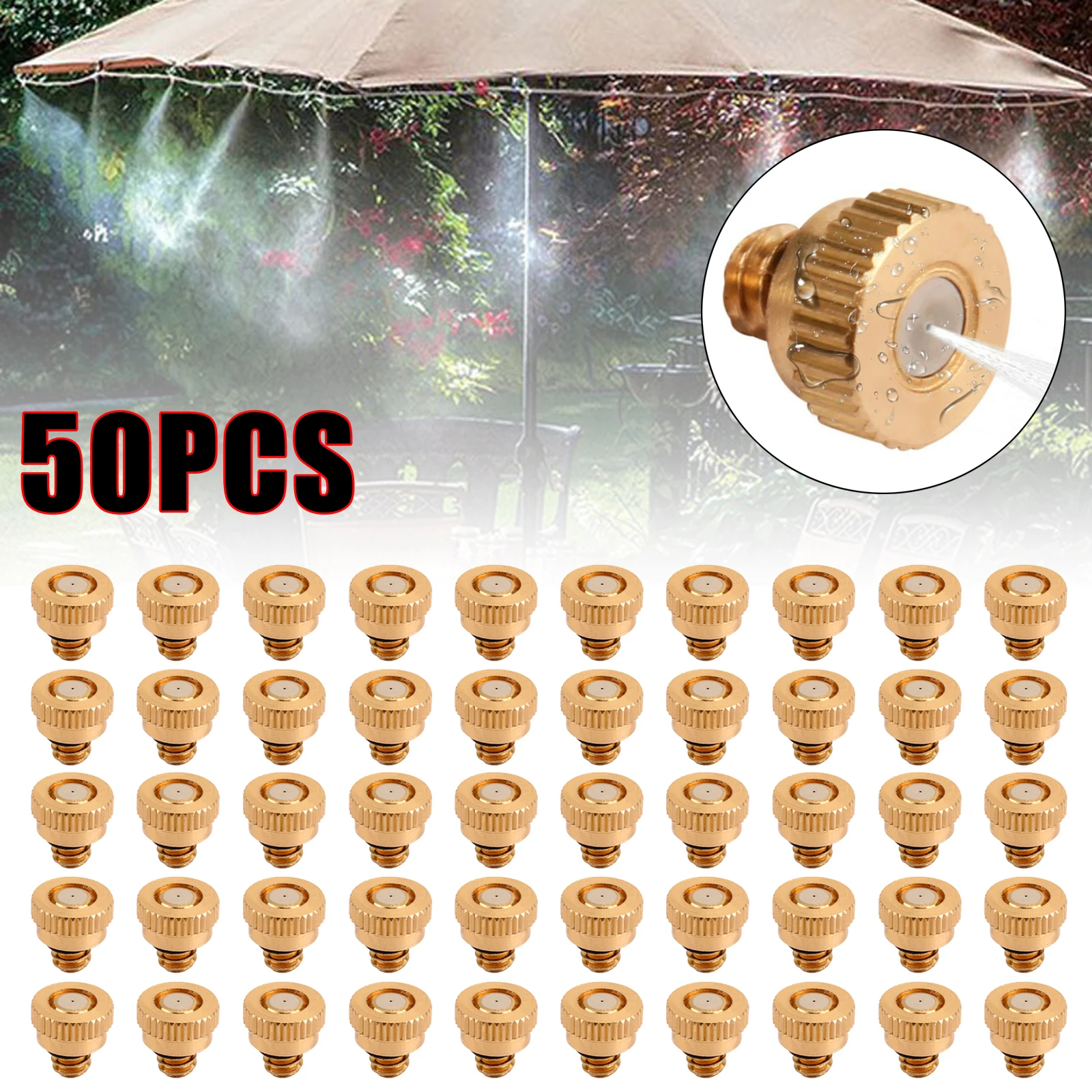 

Areyourstore 50X латунные насадки для разбрызгивателя воды для системы охлаждения тумана 0,012 "10/24