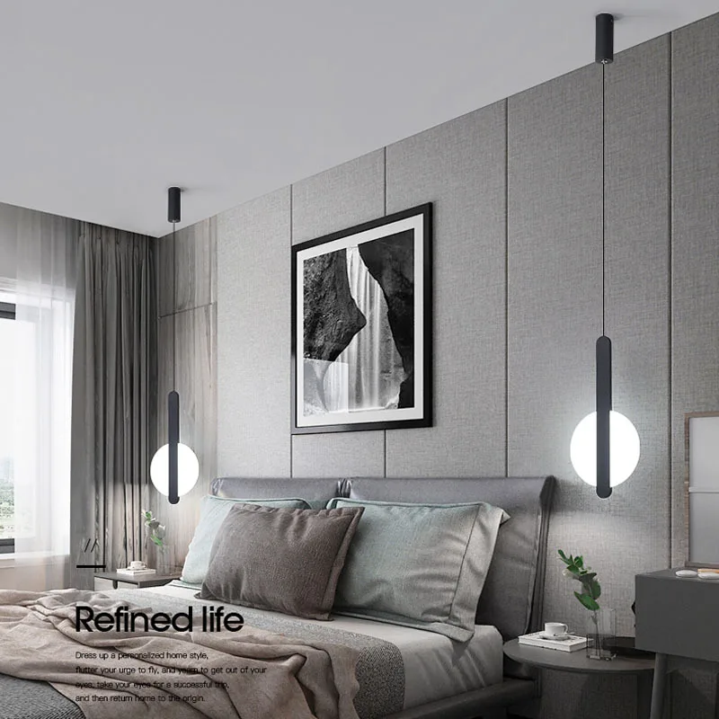 Modern Scandinavian High Ceiling LED Pendant Lamp for Bedside Living Room Lighting Long Cable Suspension Luminaire Design