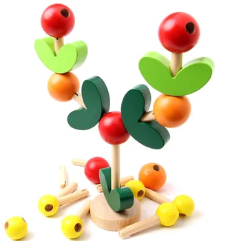 

Wooden Assembled Tree DIY Beads Leaves Building Montessori Wooden Toys Branches Tree Wisdom Children Learning Toy Gift
