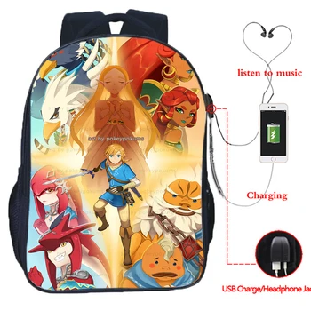 

The Legend of Zelda Multifunction Backpack Link Daruk USB Charging School Bags for Teens Women Men Laptop Backpack Travel Bags
