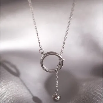 

LULU-PIG New 2019 two ways to wear circle geometric sliding bead 925 sterling silver necklace for women 7M-10