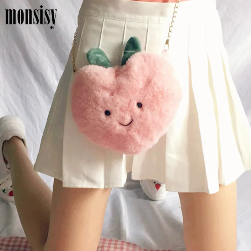 Monsisy зимние сумки из искусственного меха в форме сердца для женщин 2020 дамские