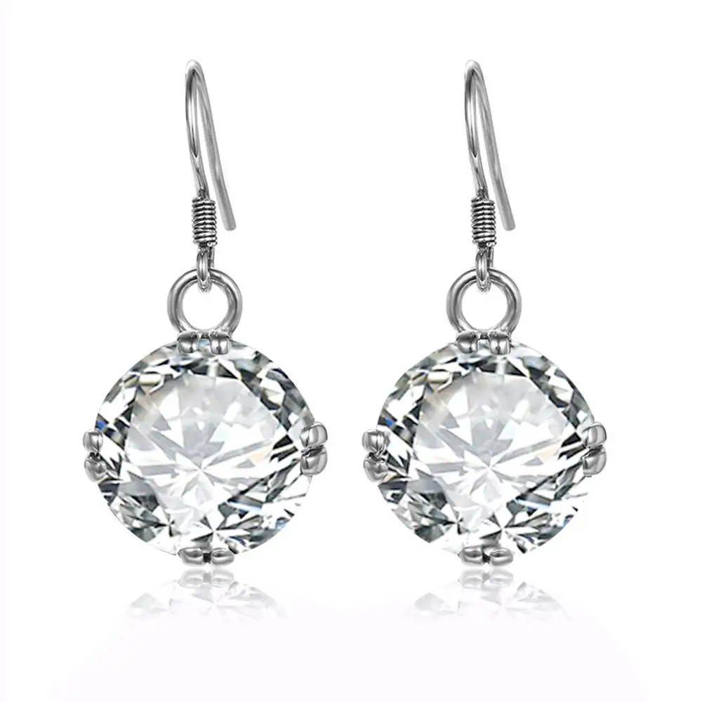 

925 Sterling Silver Earrings Woman Exquisite Kawaii Earring Round Cut Zircon Handmade Fashion Jewelry Wholesale Party Girl Gift