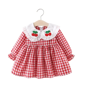 

Infant Clothing For Baby Girl Dress Newborn Kids Doll Collar Loose Casual Plaid Dresses Cute Toddler Long Sleeve Princess Dress
