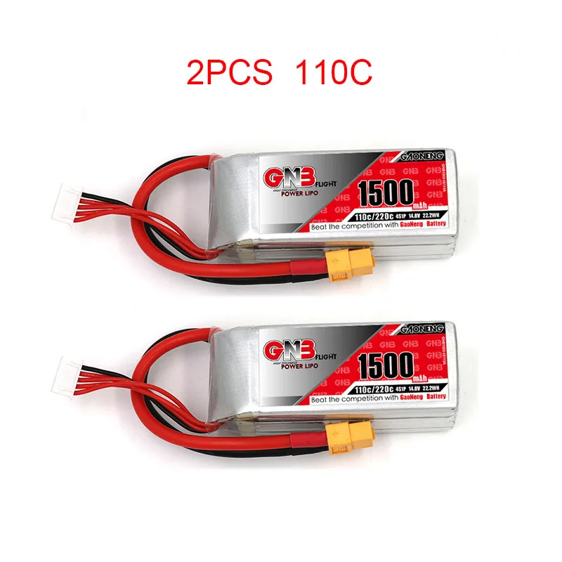 2pcs 110c Высокая Скорость RC автомобиль 110C 120c 130C Lipo батарея Gaoneng GNB 14,8 V 1500mAh 4S Lipo батареи модели радиоуправляемого дрона аксессуары для мультикоптера - Цвет: 2pcs 110c