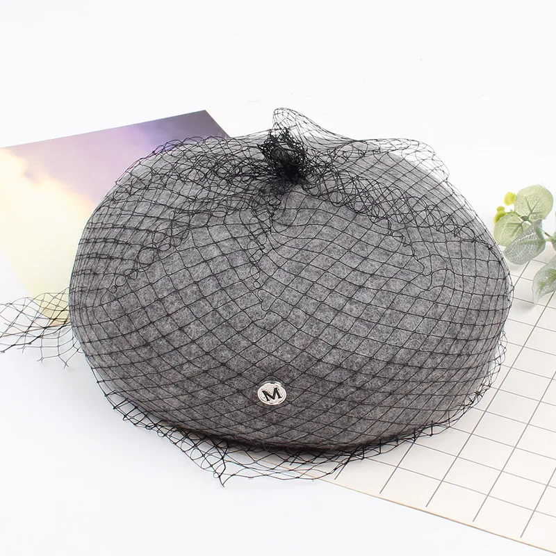 Сетчатый берет Женская осенняя и зимняя мода Корейская версия новая дикая тыква шляпа художественная Ретро шерстяная шляпа художника - Цвет: grey