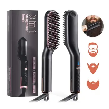 

NEW Beard Straightener Multifunctional Hair Comb Brush Electric Quick Heating Hair Straightening Iron Hair Styling Comb For Men