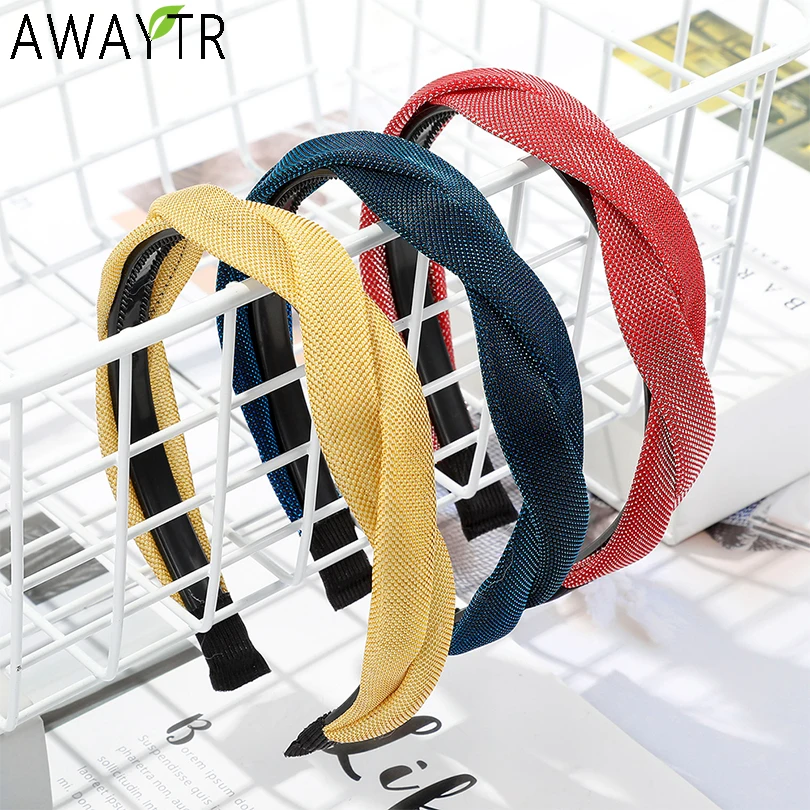 

AWAYTR Knot Hair Bands Solid Colors Cross Headband Women Hairwrap Hair Hoop Head Turban Bandeau Headbands Twist Hair Accessories