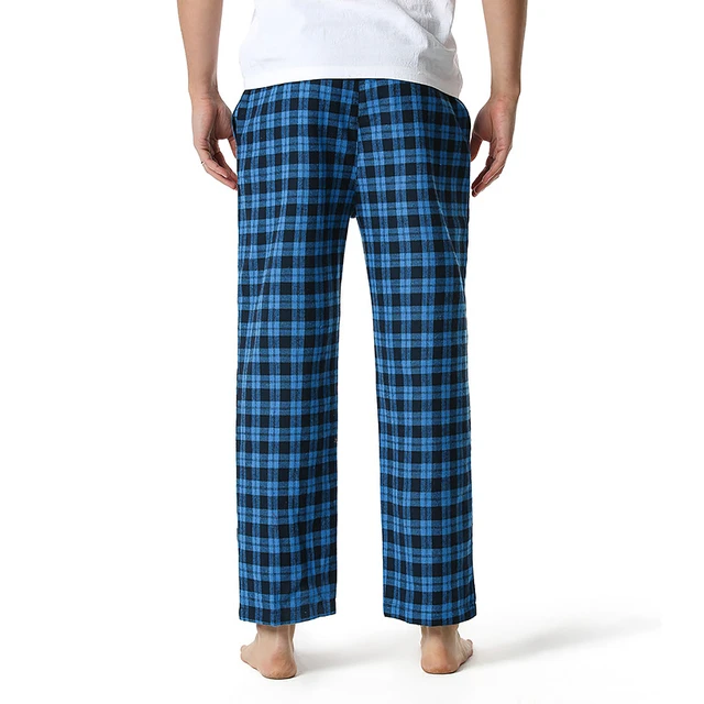 Blue Plaid Pajama Pants Mens, Mens Plaid Sleepwear Pants