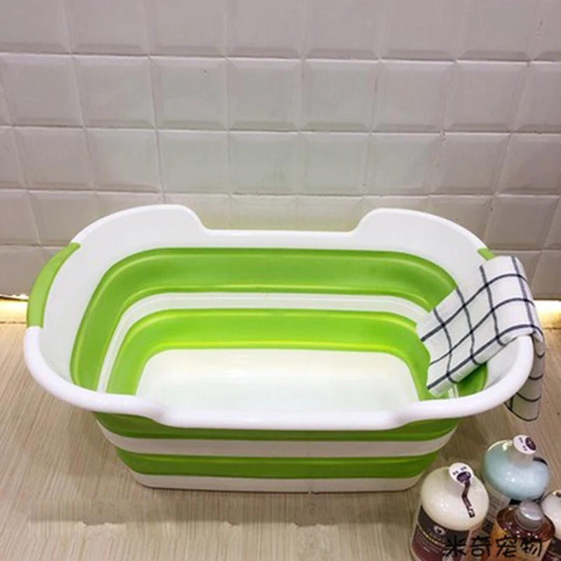 green white 3в1 ванна детская складная ванна для домашних животных бассейн складная Одежда для купания для хранения кошки собаки щенка Душ Спа патио задний двор балкон - Цвет: green white