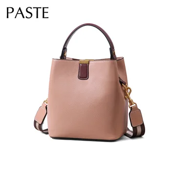 

Lovely Pink Bucket Bag High Quality 100% Real Leather Women's Shouder Bag 2 Straps Crossbody Bag Chic Ladies Hand Bag