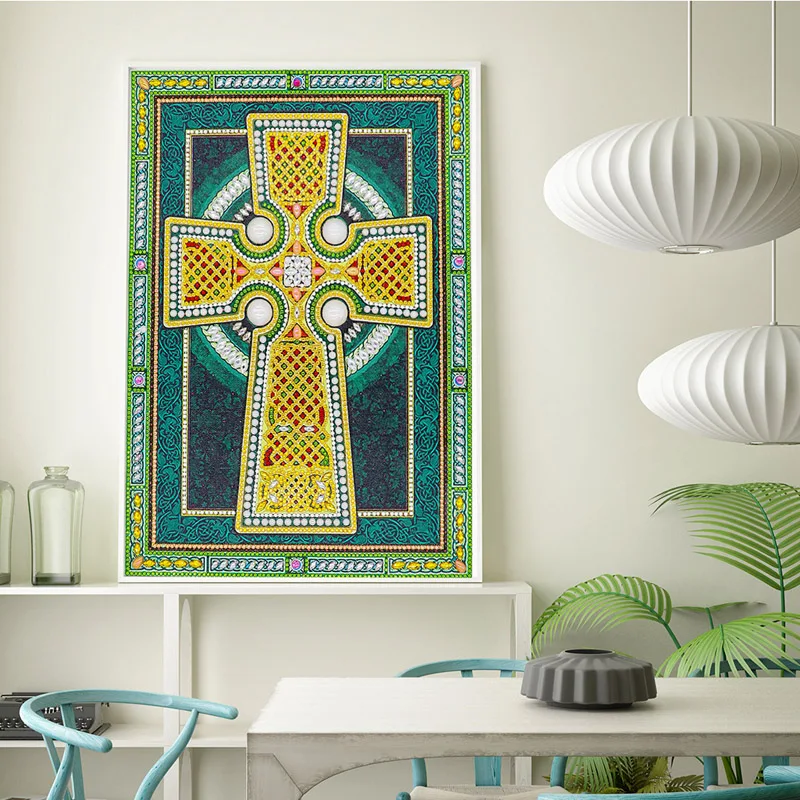 RUBOS 5D Diamond Mosaic Icons Celtic Cross Art Diamond Embroidery Painting God Bead Beadwork Pearl New Sale Pictures Home Decor (3)