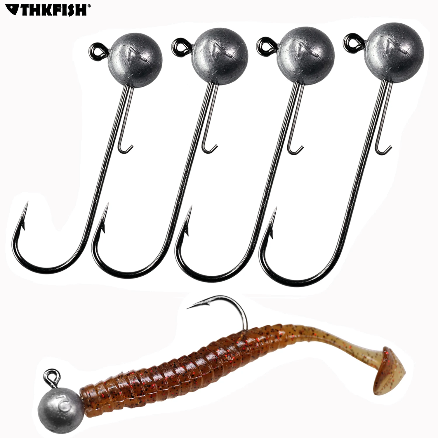 5pcs/lot Jig head hook 5g 7g 10g 14g Round Ball Head Fishhook Weedless Long Shank Barbed Hook For Soft Worm Fishing | Спорт и