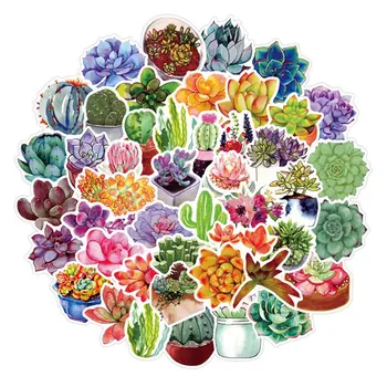 

50PCS/box New Cute Succulent Plants Diary Paper Lable Sealing Stickers Crafts And Scrapbooking Decorative DIY Stationery