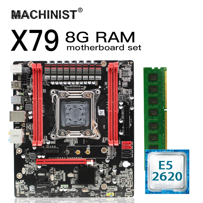 ^Cheap X79 motherboard set lga 2011 kit with Intel Xeon E5 2620 CPU 8GB 1600MHz DDR3 ECC REG memory RAM MATX NVME M.2 SSD