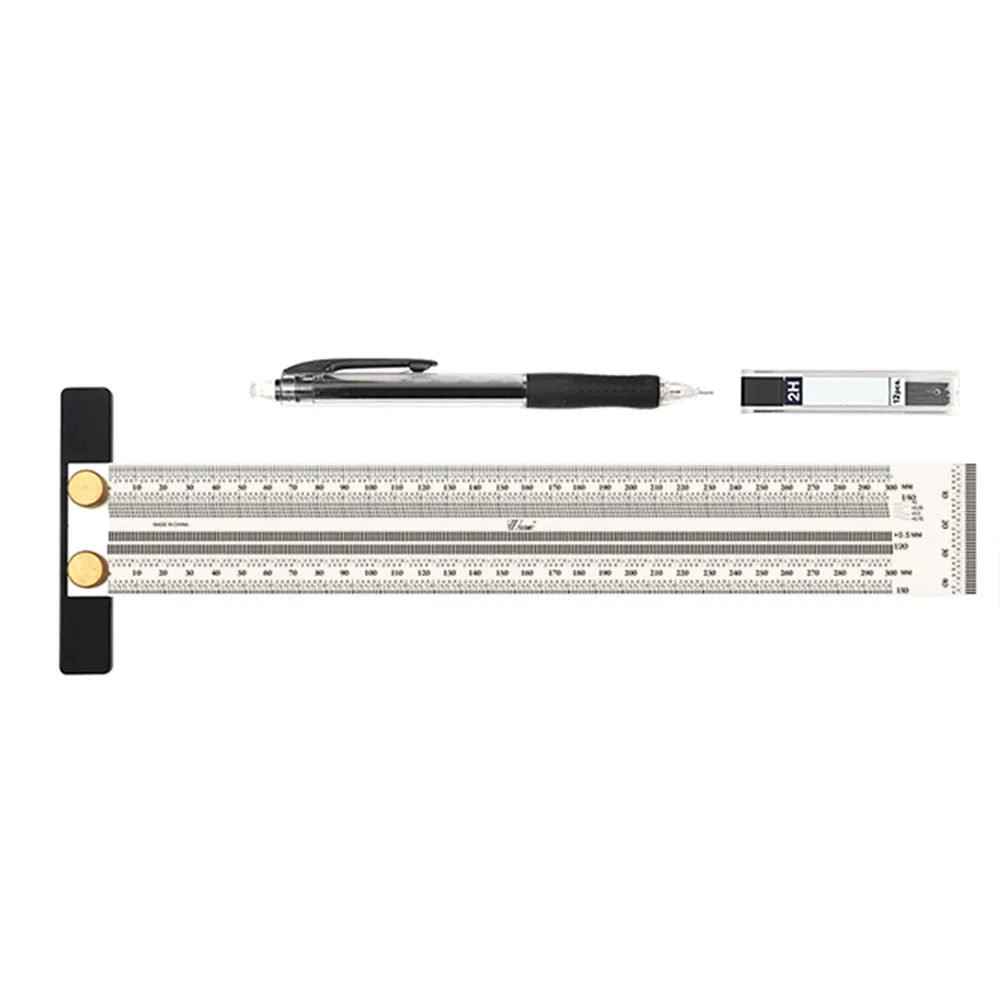 

Silver Ruler 300mm Positioning Marking Tool Accessory Clear calibration