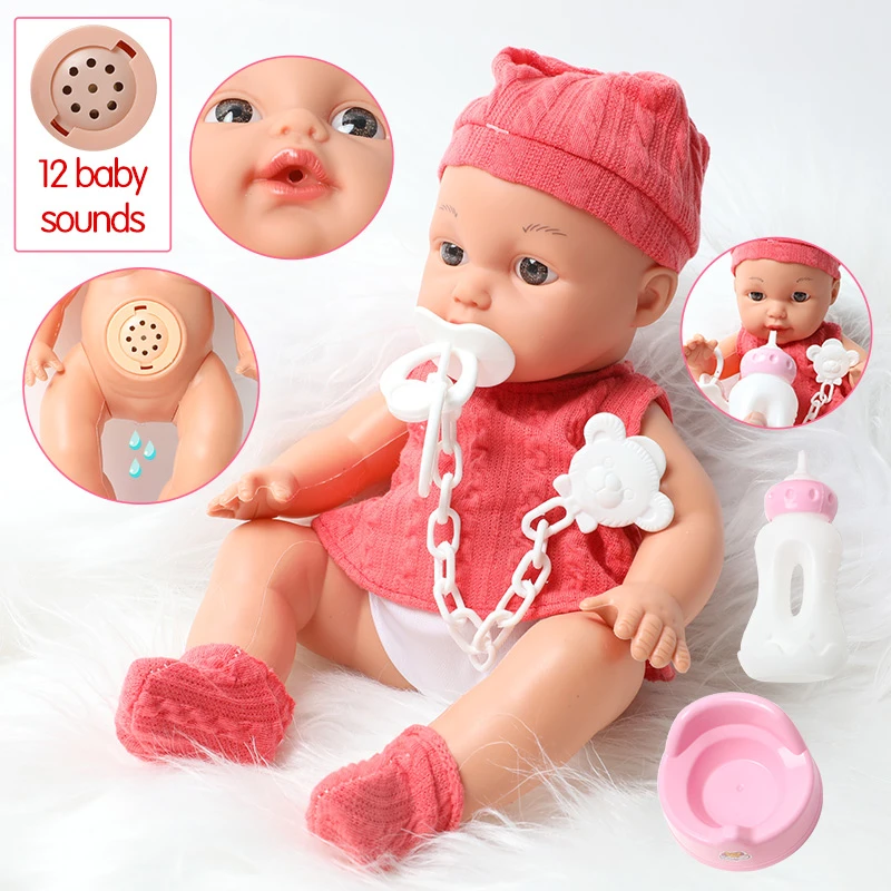 12 Inch Newborn Simulation Bebe Reborn 30 5cm Realistic Sound Baby Urinal Pacifier Chain Set Education Toys For Children Gifts Reborn Dolls Aliexpress