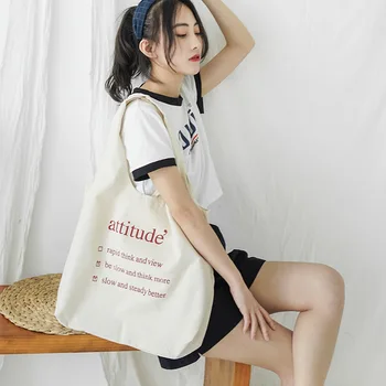 

2020 new female bag Korean style simple letter shoulder bag large capacity canvas bag simple handbag shoulder bag wholesale