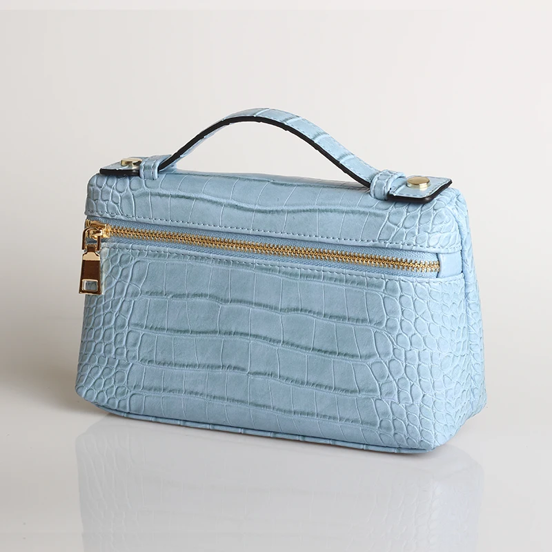 HIGHREAL индивидуальный дизайн трендовая сумка страусиный Узор Натуральная кожа сумки женские вечерние клатчи - Цвет: Croc Sky Blue ( L )