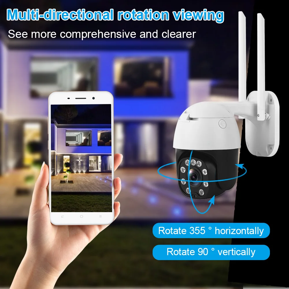 Беспроводная камера видеонаблюдения 5 МП Wi Fi 1080P HD 5X оптический зум PTZ скоростная