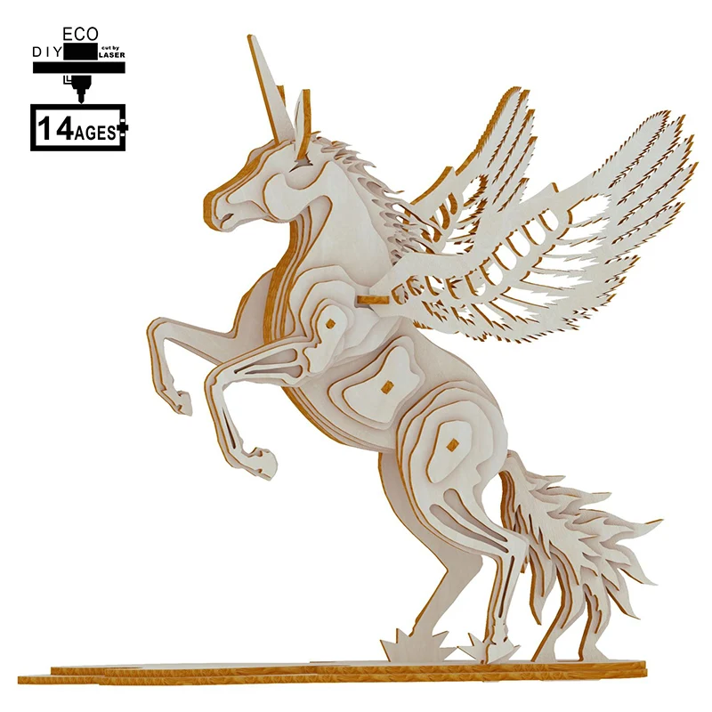 

41Pcs 3D Wooden Puzzles Toys Montessori Educational Jigsaw Puzzle Creative Unicorn Model Crafts Toy For Children Kid Gifts