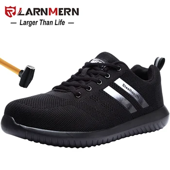

LARNMERN Men's Steel Toe Work Safety Shoes Anti-smashing Anti-puncture Breathable Lightweight Construction Protective Footwear