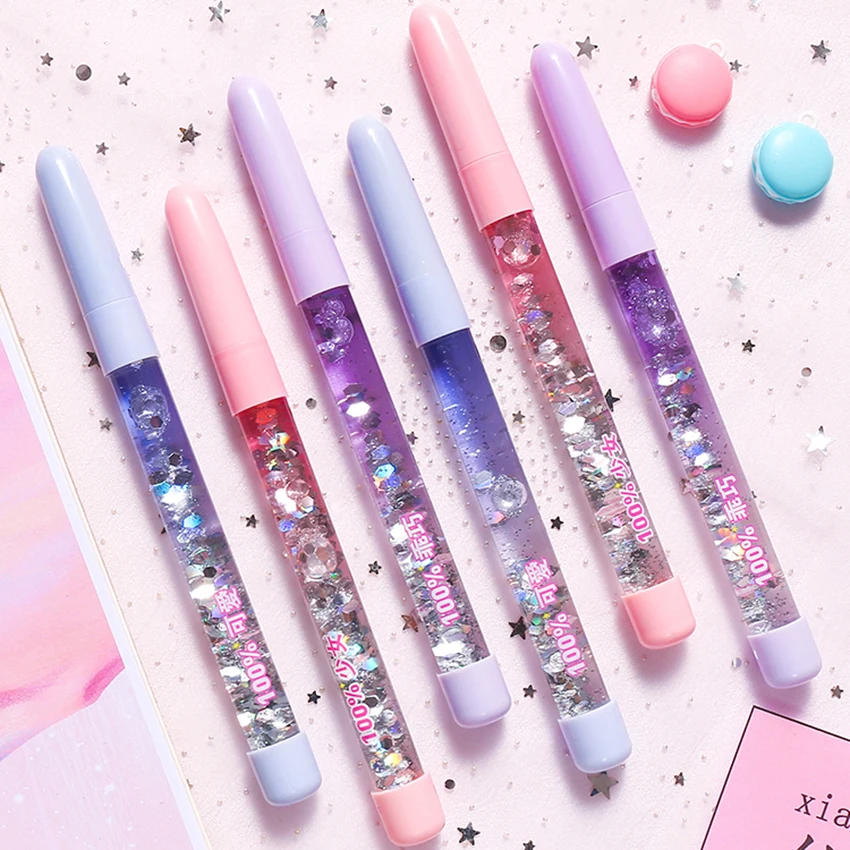 

1 PCS 0.5mm Colorful Quicksand Gel Pen, Black Ink Korean Creative Girls Gel Pen with Liquid, Sequins, Gel Pen for Signature