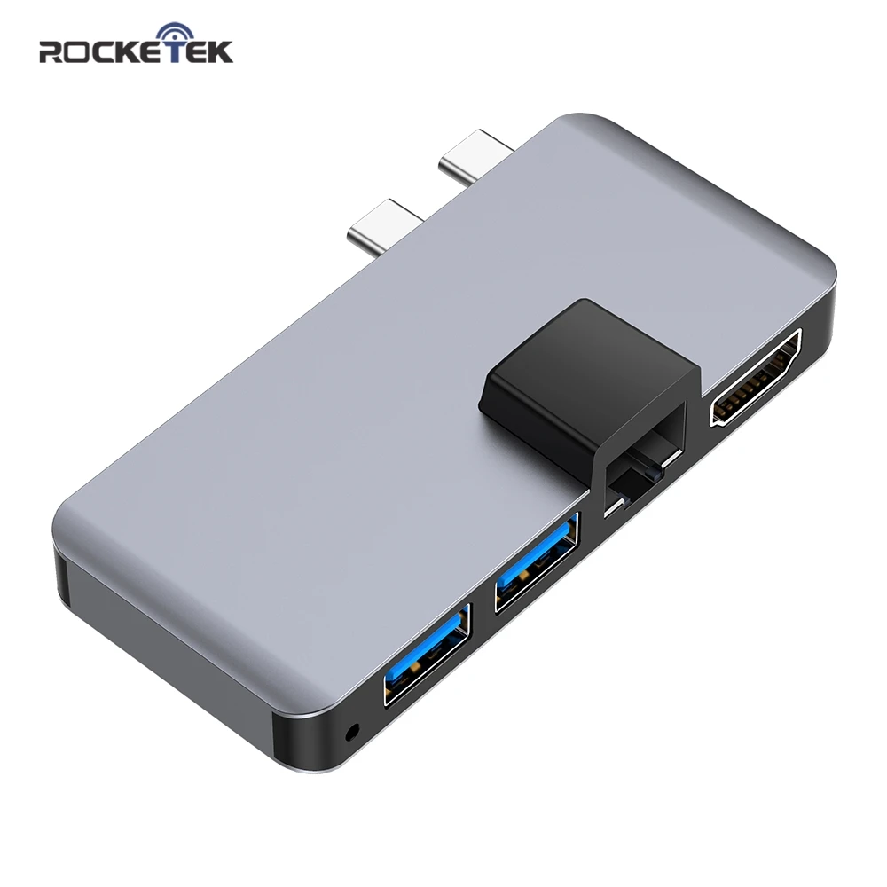 Rocketek USB type c 3.1 Type-C Hub 3.0 4K HDMI-compatible Rj45 Gigabit Ethernet Adapter TF/SD Card Reader PD for MacBook Pro/Air