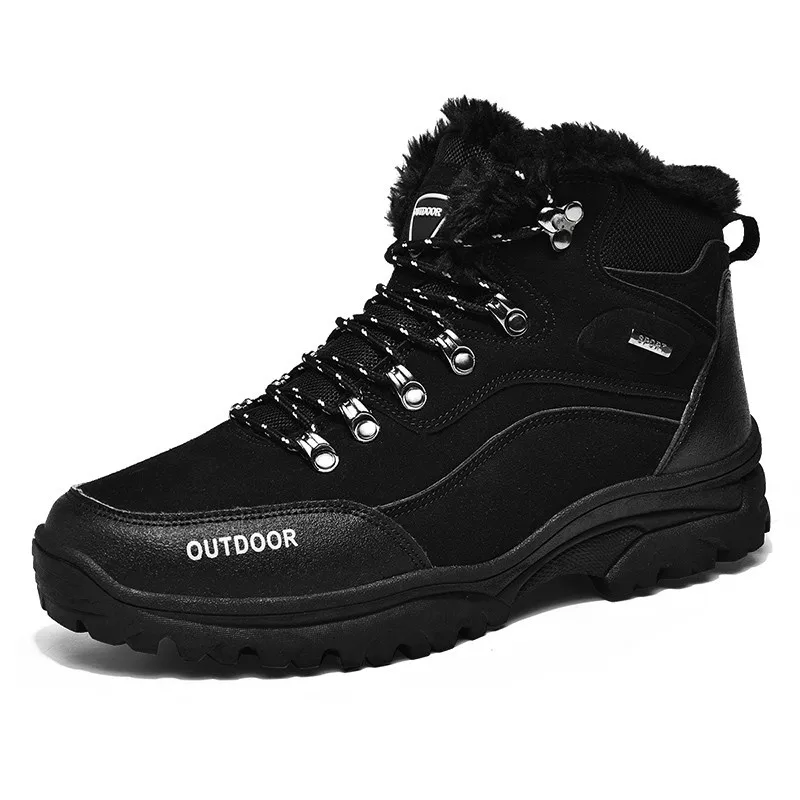 Large Size 47 Men Hiking Shoes Waterproof Tactical Boots Outdoor Climbing Sneaker Winter Warm Trekking shoe High-top Plus Velvet