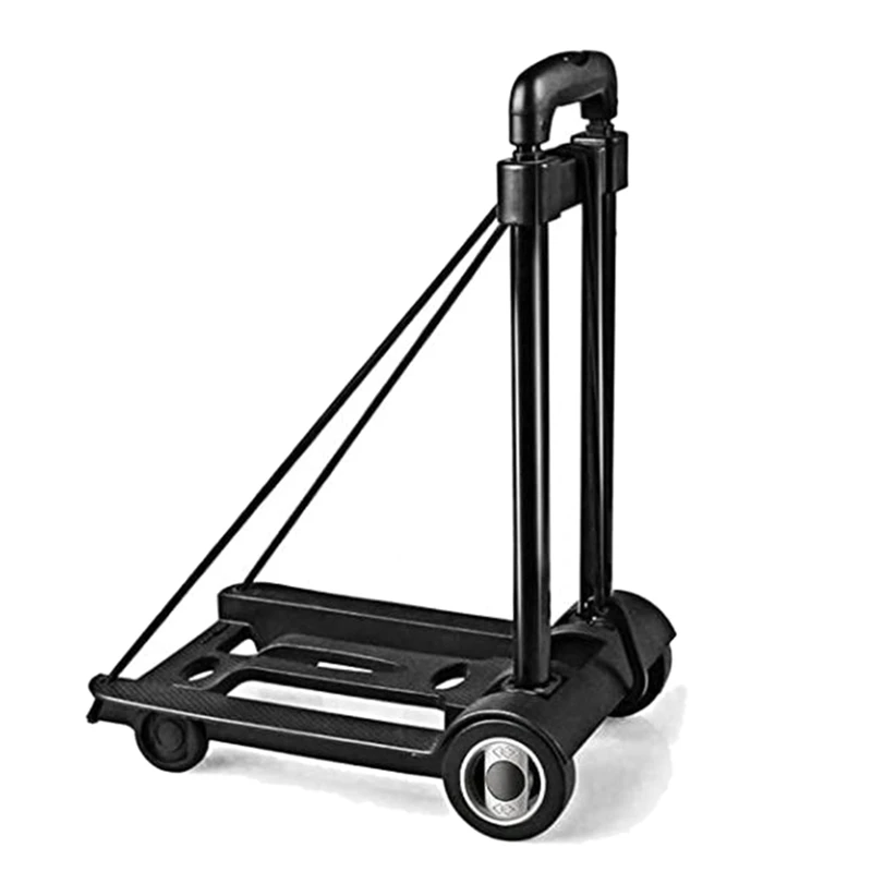 2 Rubber Wheels & Bungee Cord for Luggage 88lbs/40kg Load Capacity Heavy Duty Utility Cart with Telescoping Handle Moving Office Use Travel Folding Hand Truck Lightweight Portable Cart 
