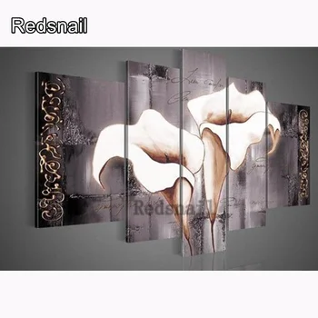 

5Piece Brown Lily Fashion Flower Diamond Painting Cross Stitch Kits DIY 5D Diamond Mosaic Rhinestones Embroidery Diamond TT300